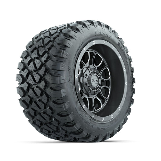 GTW Volt Gunmetal/Machined 12 in Wheels with 22x11-R12 Nomad All Terrain Tires Full Set