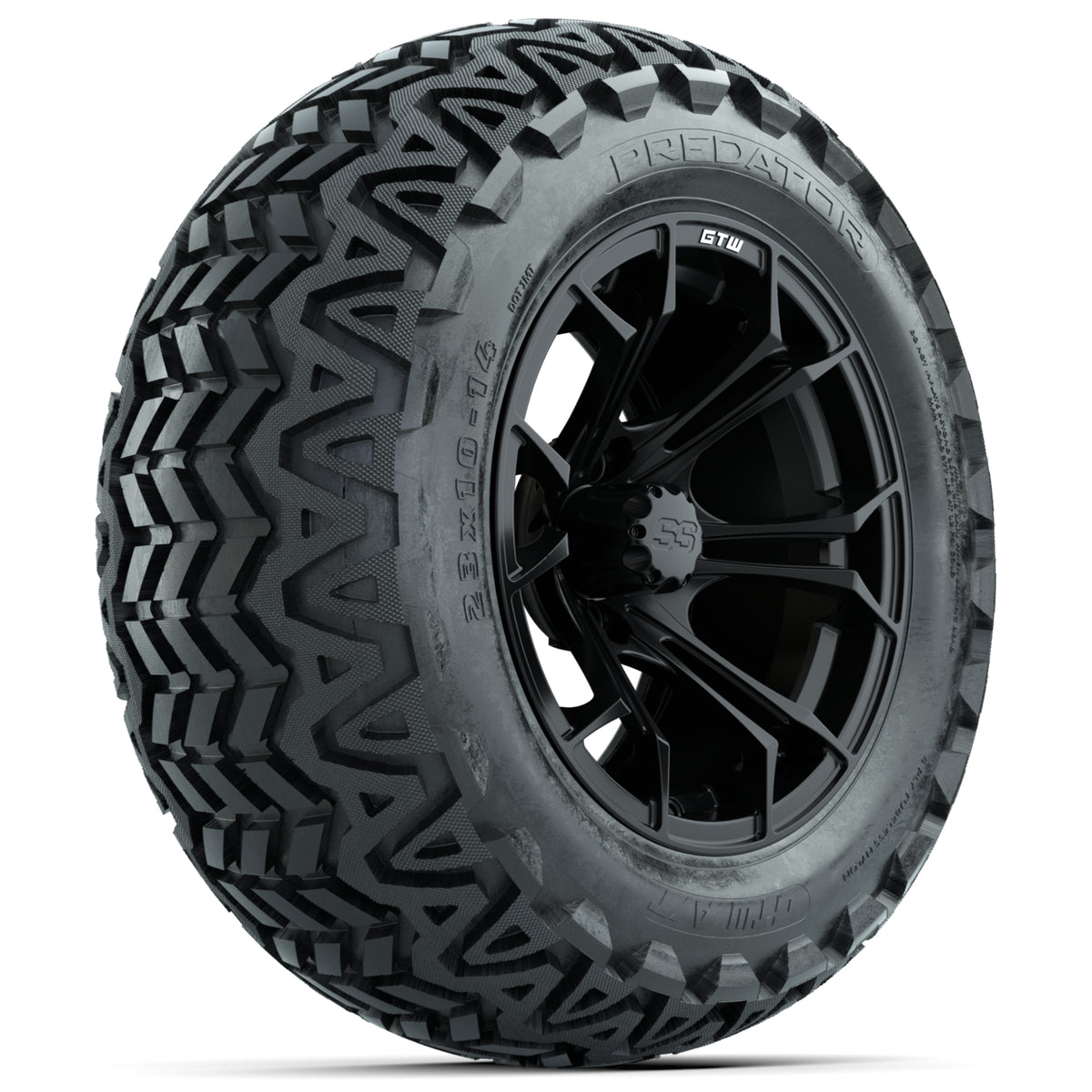 GTW Spyder Matte Black 14 in Wheels with 23x10-14 GTW Predator All-Terrain Tires Full Set