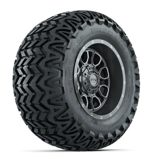 GTW Volt Gunmetal/Machined 12 in Wheels with 23x10.5-12 Predator All Terrain Tires Full Set