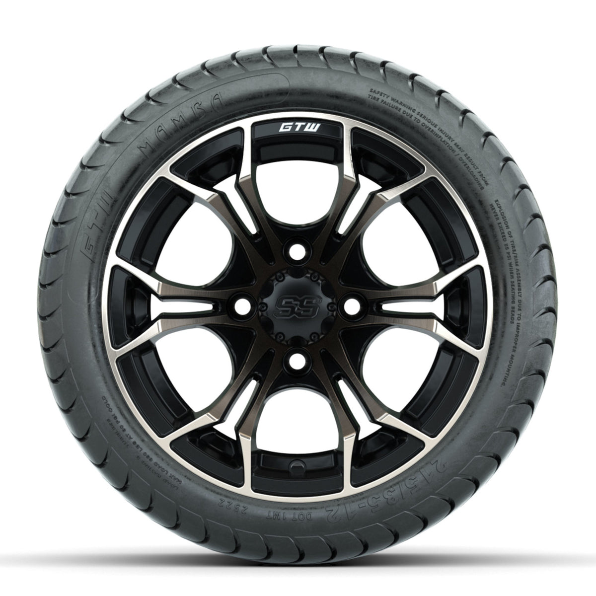 GTW Spyder Bronze/Matte Black 12 in Wheels with 215/35-12 Mamba Street Tires Full Set