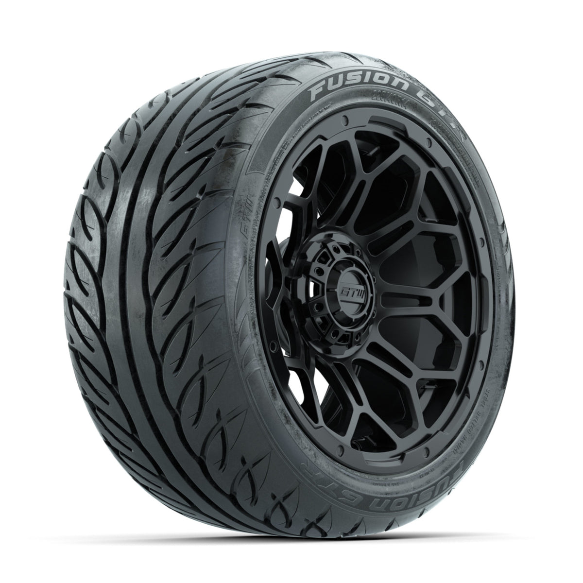 GTW Bravo Matte Black 14 in Wheels with 225/40-R14 Fusion GTR Street Tires Full Set