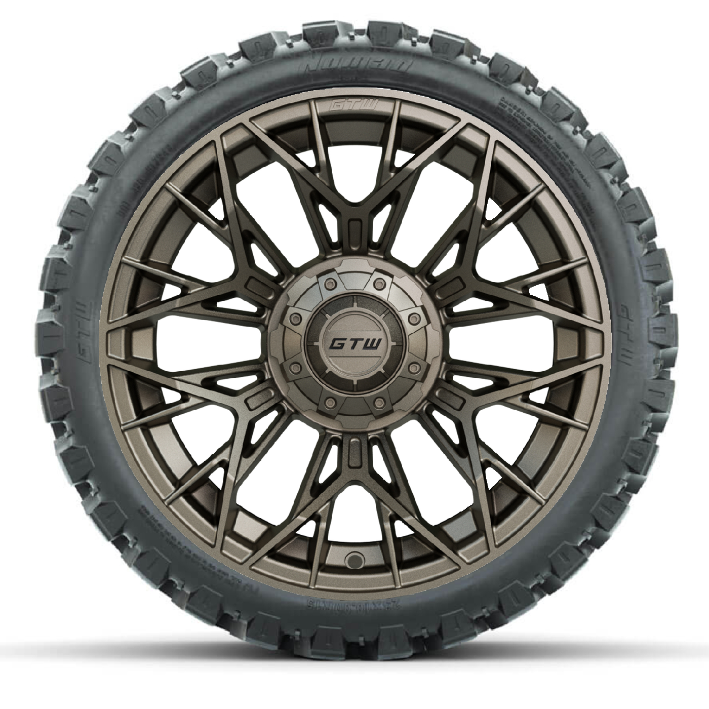 Set of 4 GTW 15" Stellar Bronze Golf Cart Wheels on 23" Nomad A/T Tires
