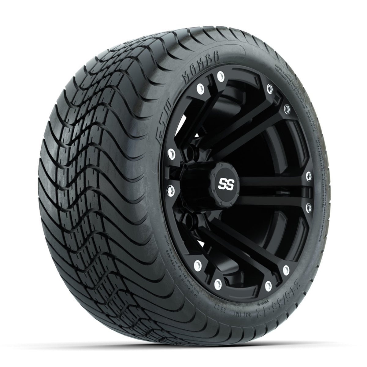 GTW Specter Matte Black 12 in Wheels with 215/35-12 Mamba Street Tires Full Set