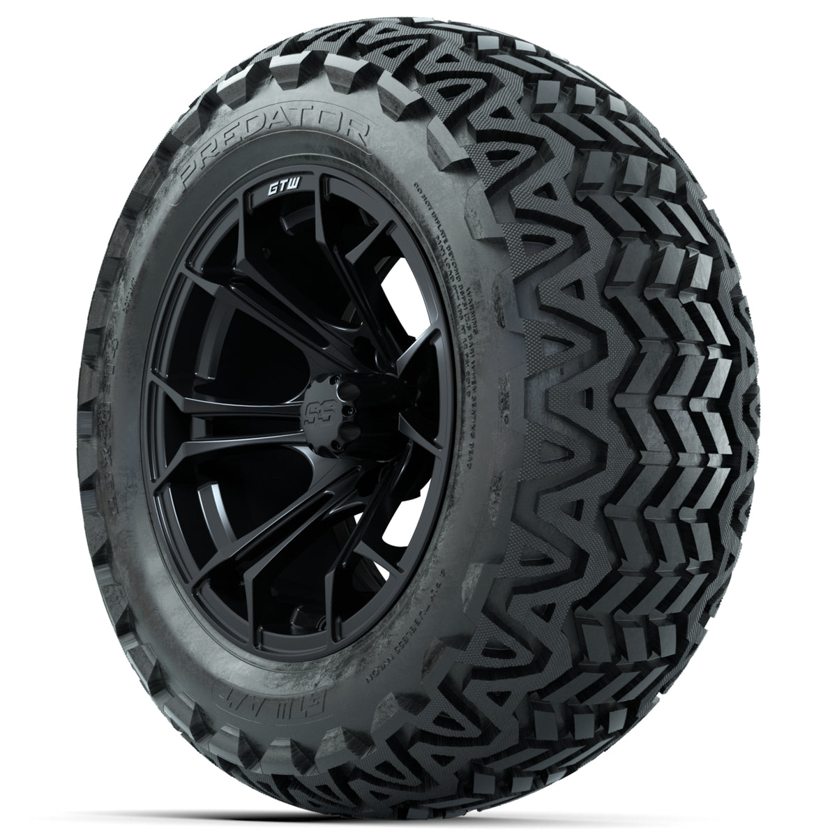 GTW Spyder Matte Black 14 in Wheels with 23x10-14 GTW Predator All-Terrain Tires Full Set