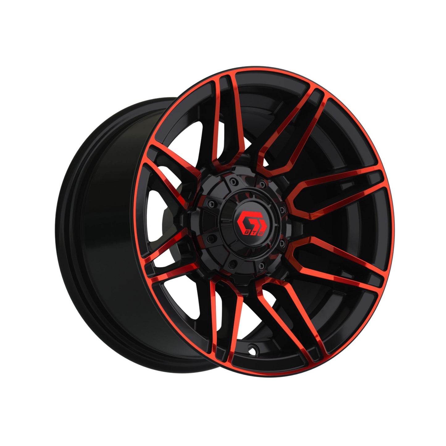 12" GTW Stealth Gloss Black with Red Face Wheel
