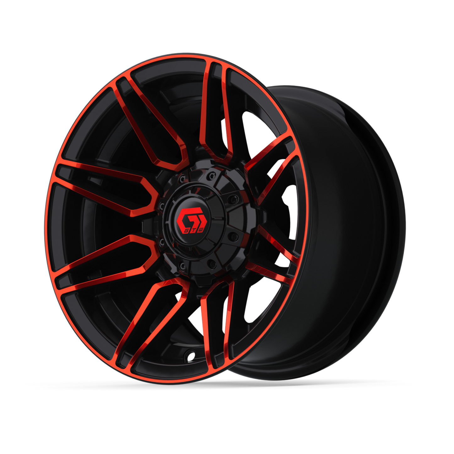 12" GTW Stealth Gloss Black with Red Face Wheel