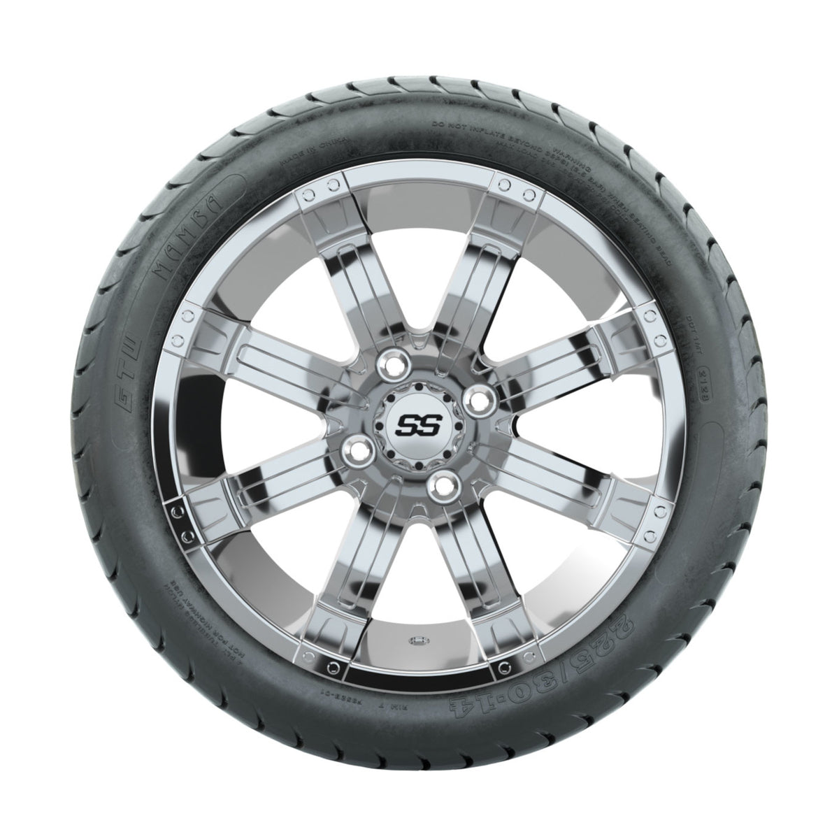 14" GTW Tempest Chrome Wheels with Mamba Street Tires Set of 4