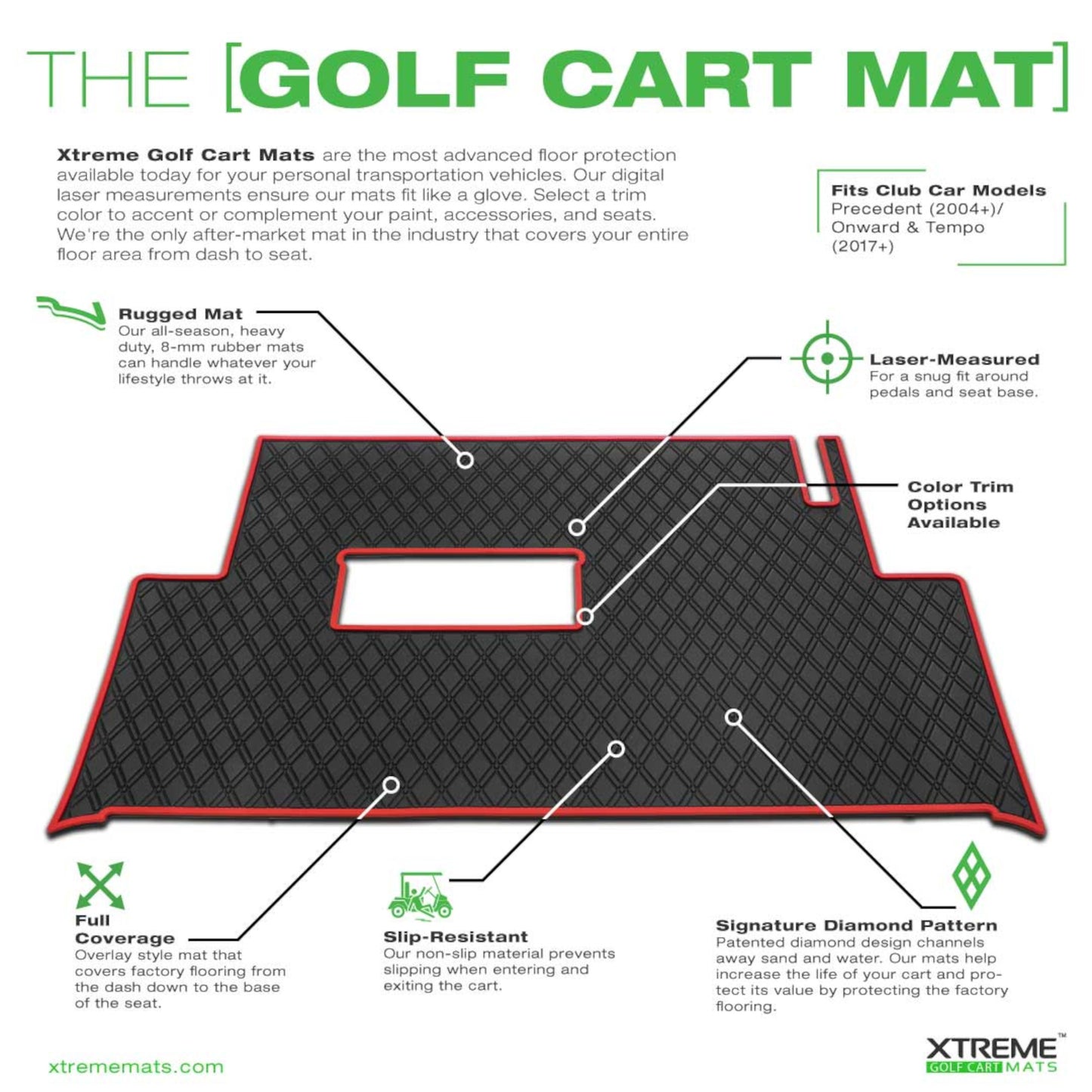Club Car Precedent Floor Mat - Xtreme Full Coverage | Black/Blue Onward Tempo Villager