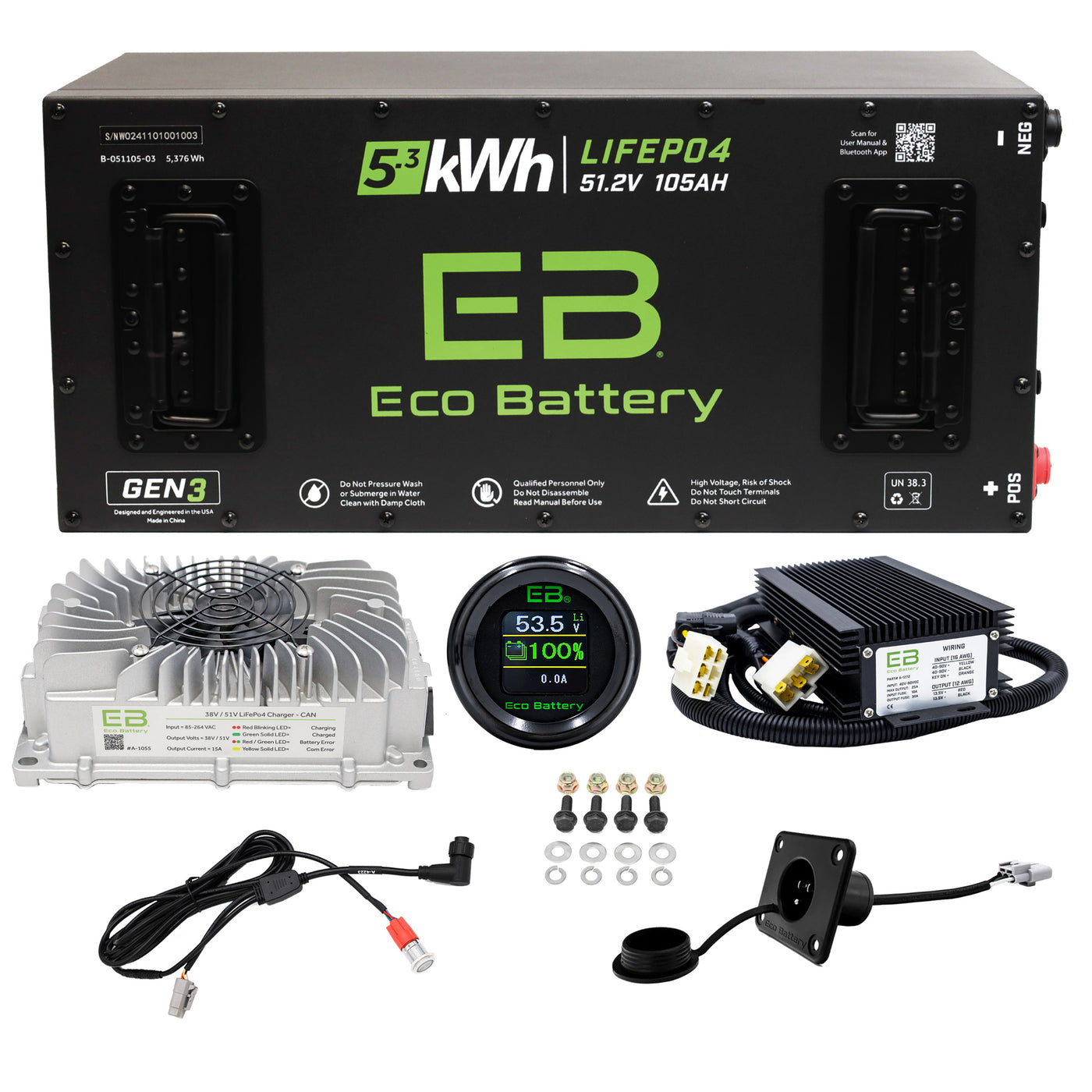 Navitas Chassis Eco Lithium 51v 105Ah GEN3 Battery Bundle - Skinny Gen 3 10 Year Warranty