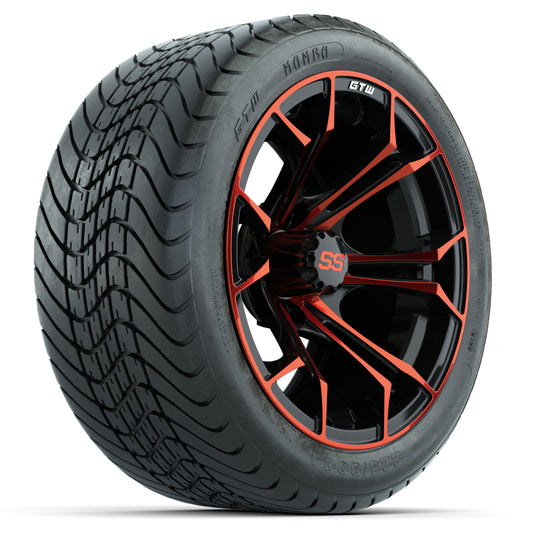 GTW Spyder Red/Black 14 in Wheels with 225/30-14 Mamba Street Tires Full Set