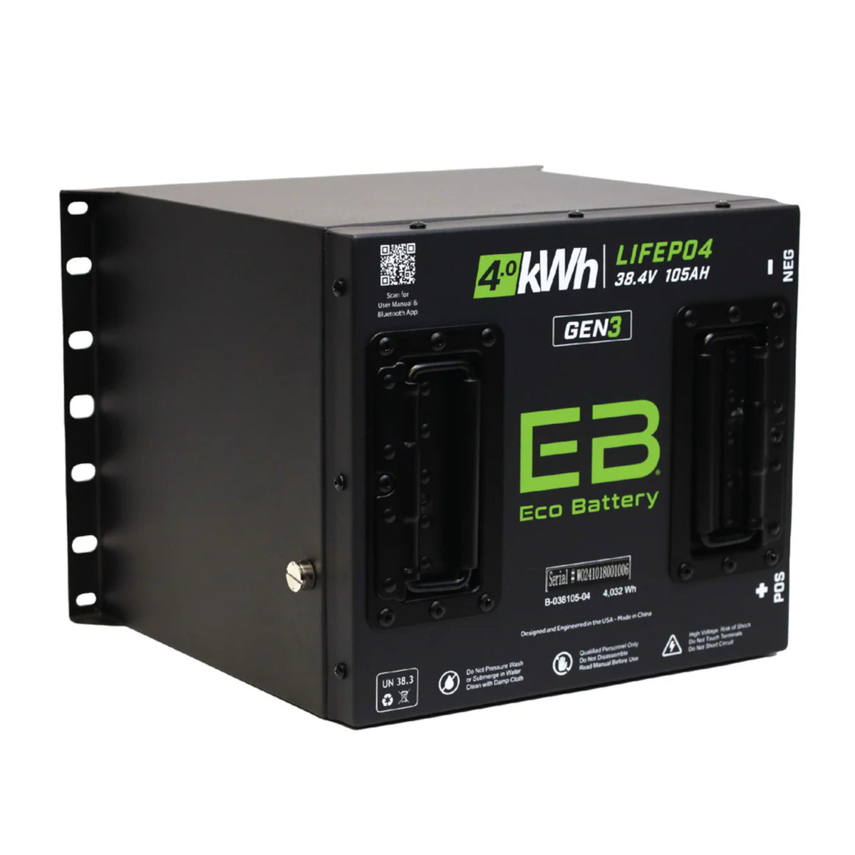 Eco Battery 38V 105Ah Cube LifePo4 Lithium Battery Only Gen 3 10 Year Warranty