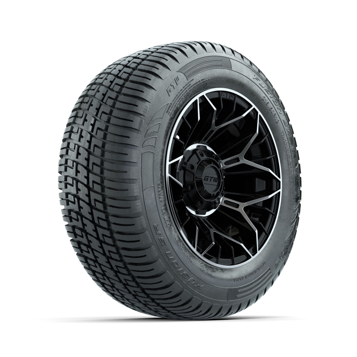 Set of (4) 12 in GTW® Stellar Machined & Black Wheels with 215/50-R12 Fusion S/R Street Tires