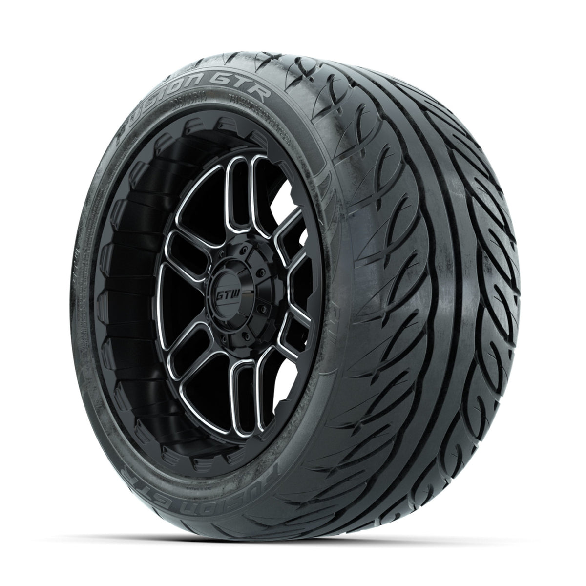 GTW Titan Machined/Black 14 in Wheels with 225/40-R14 Fusion GTR Street Tires Full Set