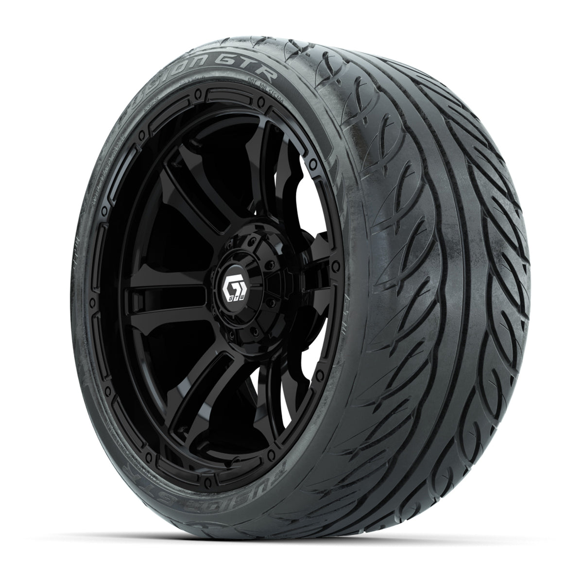 GTW® Shogun Gloss Black 15 inch Wheels with 215/40-R15 Fusion GTR Steel Belted Street Tires Full Set