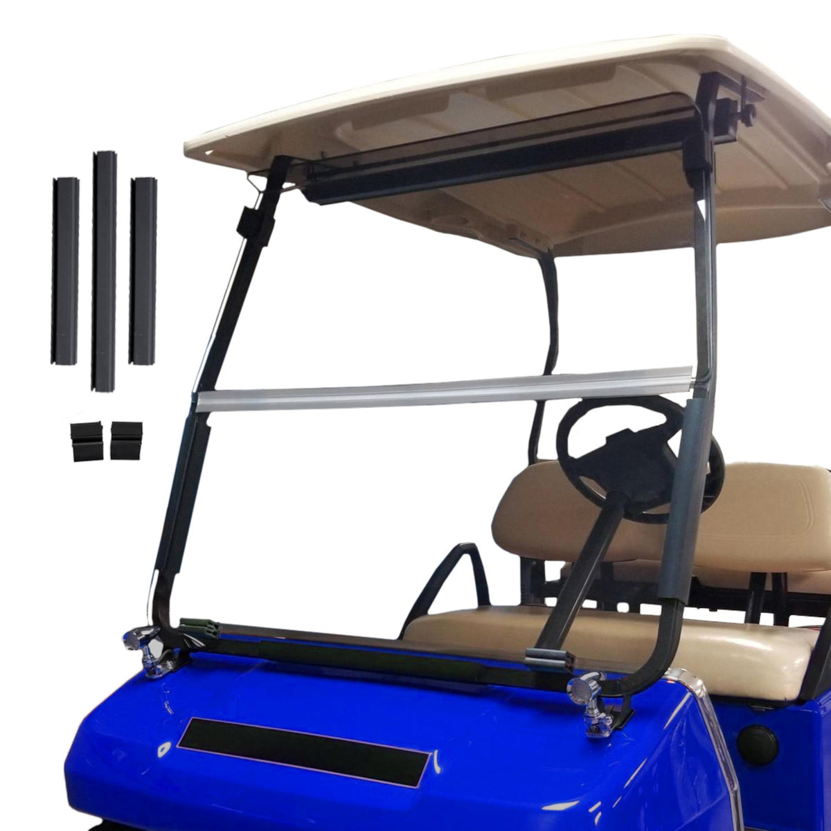 Clear Club Car DS Impact-Resistant Folding Windshield (Years 2000-Up) Made in USA