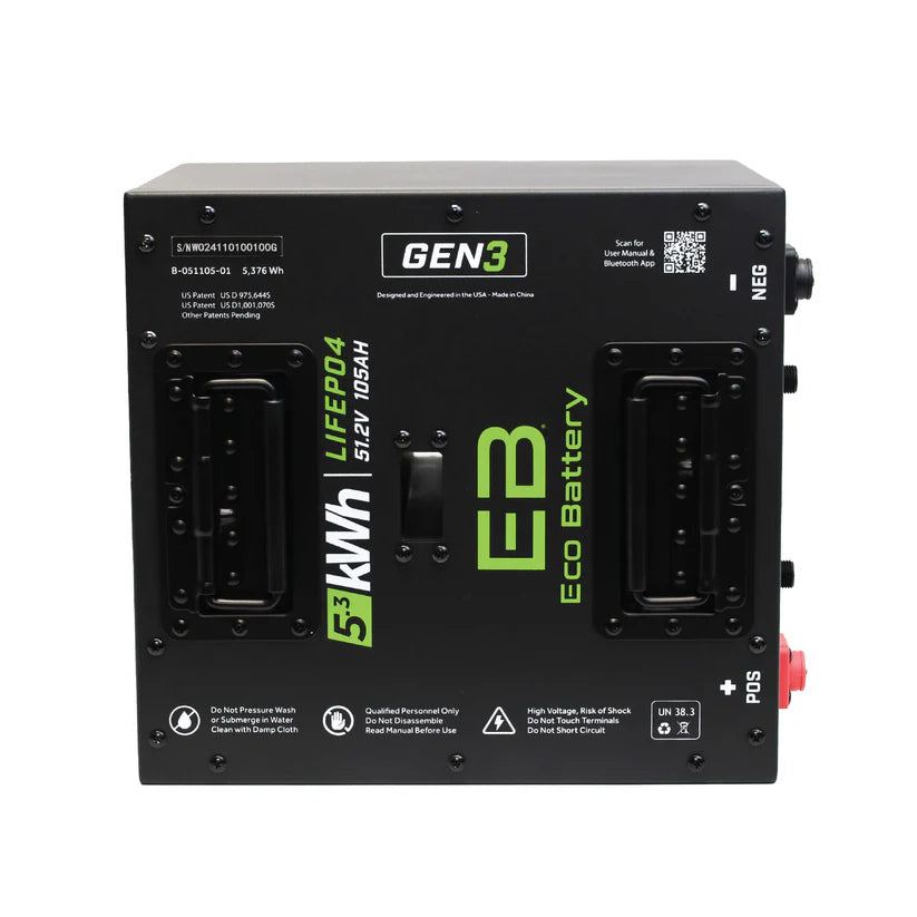 Eco Battery 51V 105Ah LifePo4 Lithium Battery Only Gen 3 10 Year Warranty