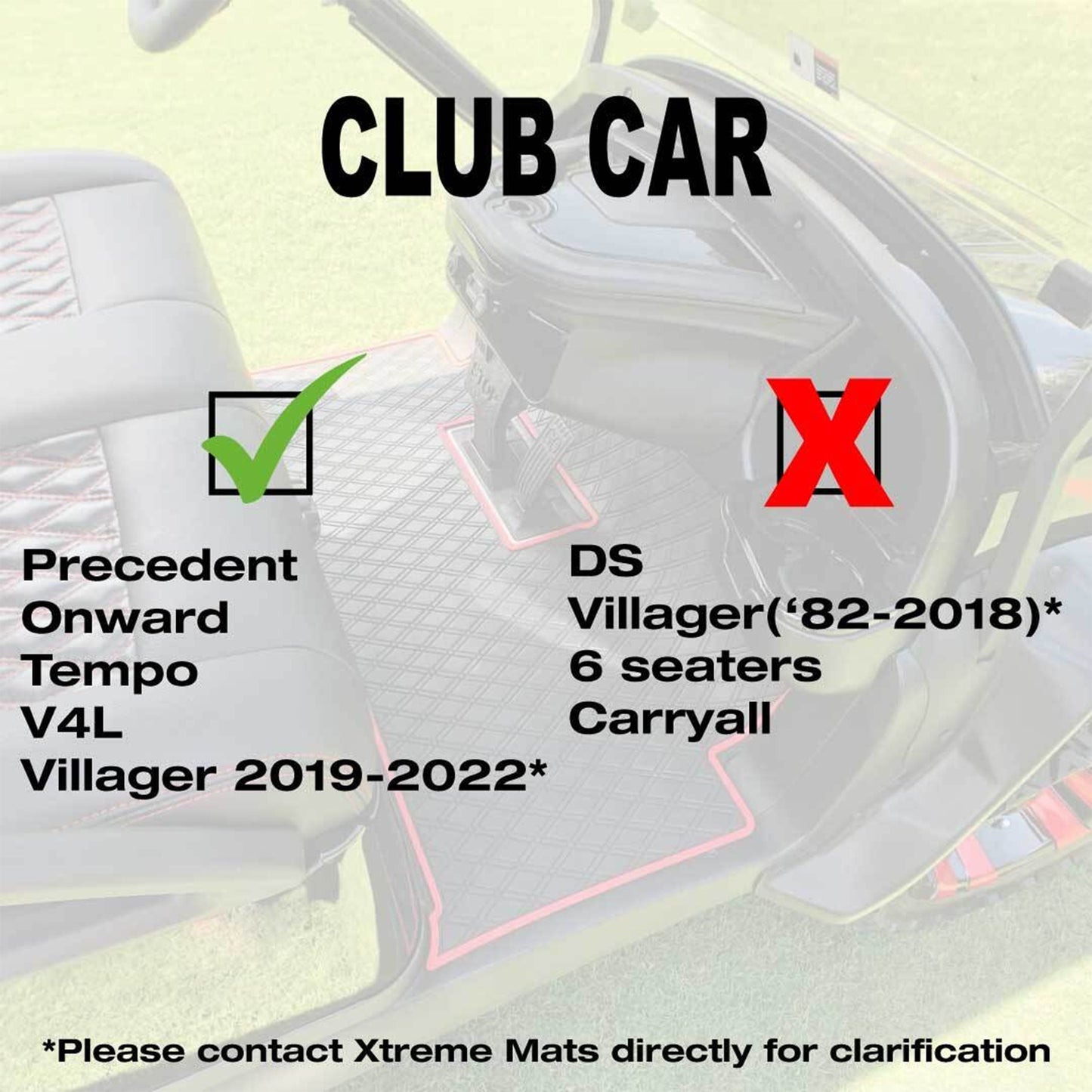 Xtreme Mats Club Car Precedent & Onward Floor Mat | Full Coverage Black & White | 2004-2025