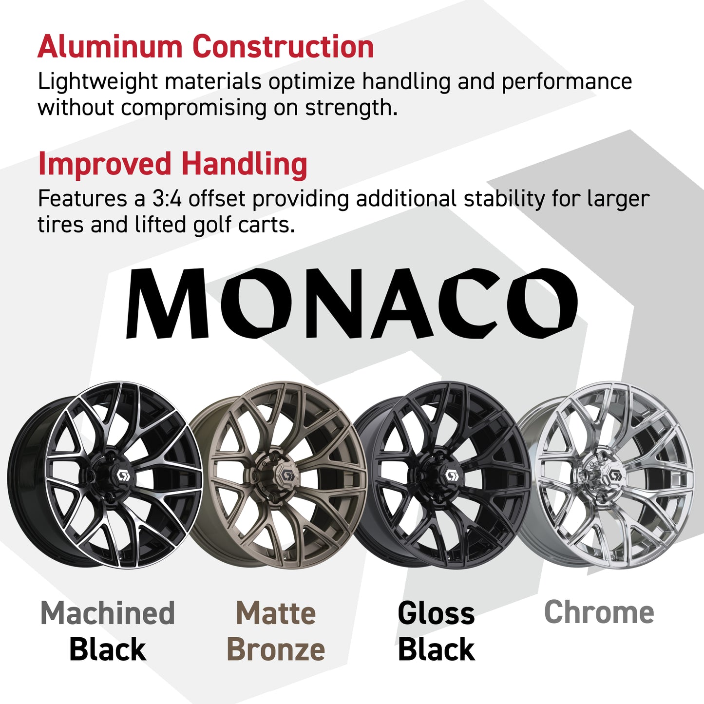 GTW Monaco Black & Machined 16" Golf Cart Wheel