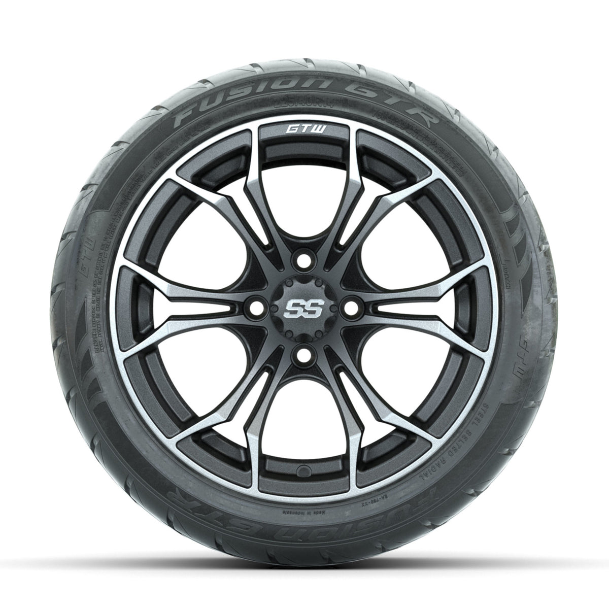 GTW Spyder Matte Grey 14 in Wheels with 225/40-R14 Fusion GTR Street Tires Full Set