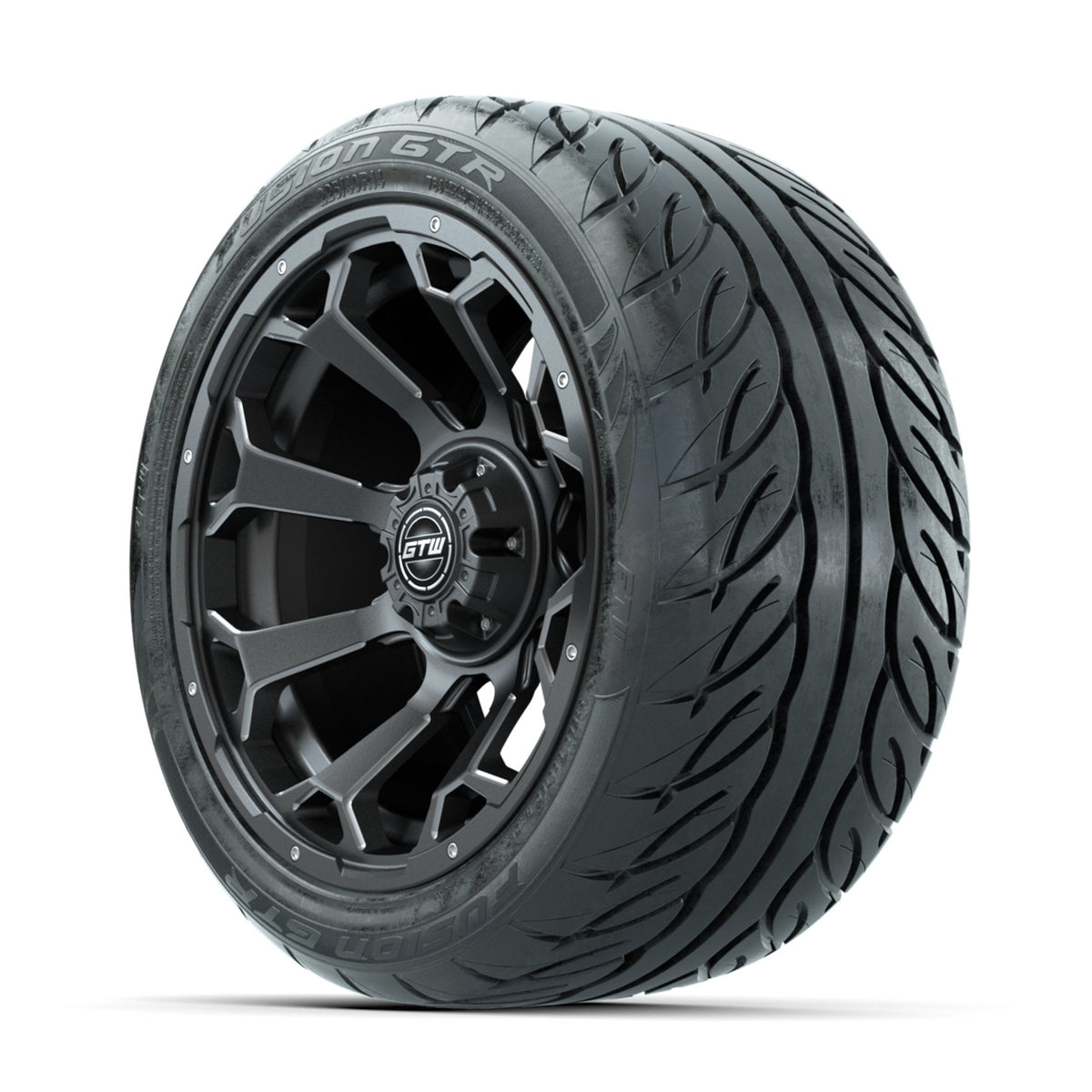 GTW Raven Off-Road Matte Grey 14 in Wheels with 225/40-R14 Fusion GTR Street Tires Full Set