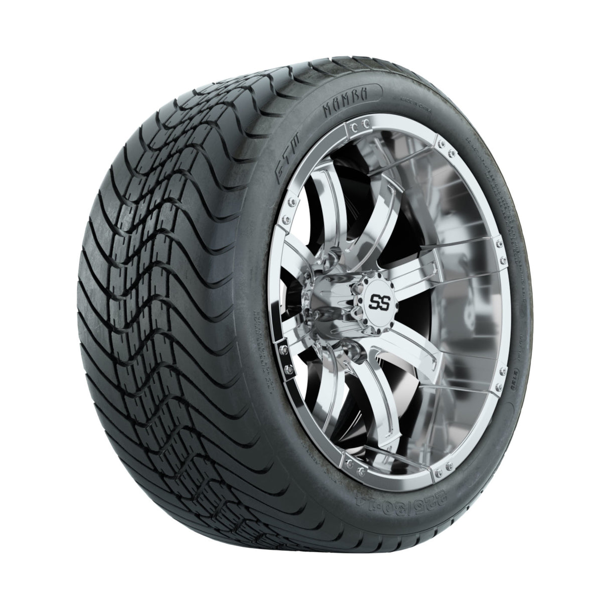 14" GTW Tempest Chrome Wheels with Mamba Street Tires Set of 4