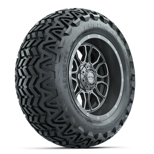 GTW Volt Gunmetal/Machined 14 in Wheels with 23x10-14 Predator All-Terrain Tires Full Set