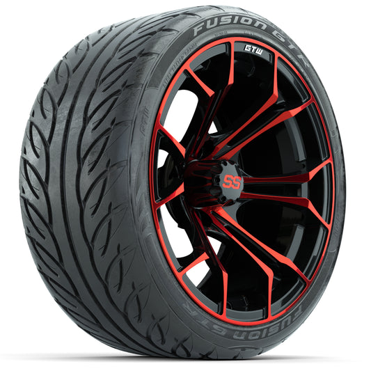 GTW Spyder Red/Black 15 inch Wheels with 215/40-R15 Fusion GTR Street Tires Full Set