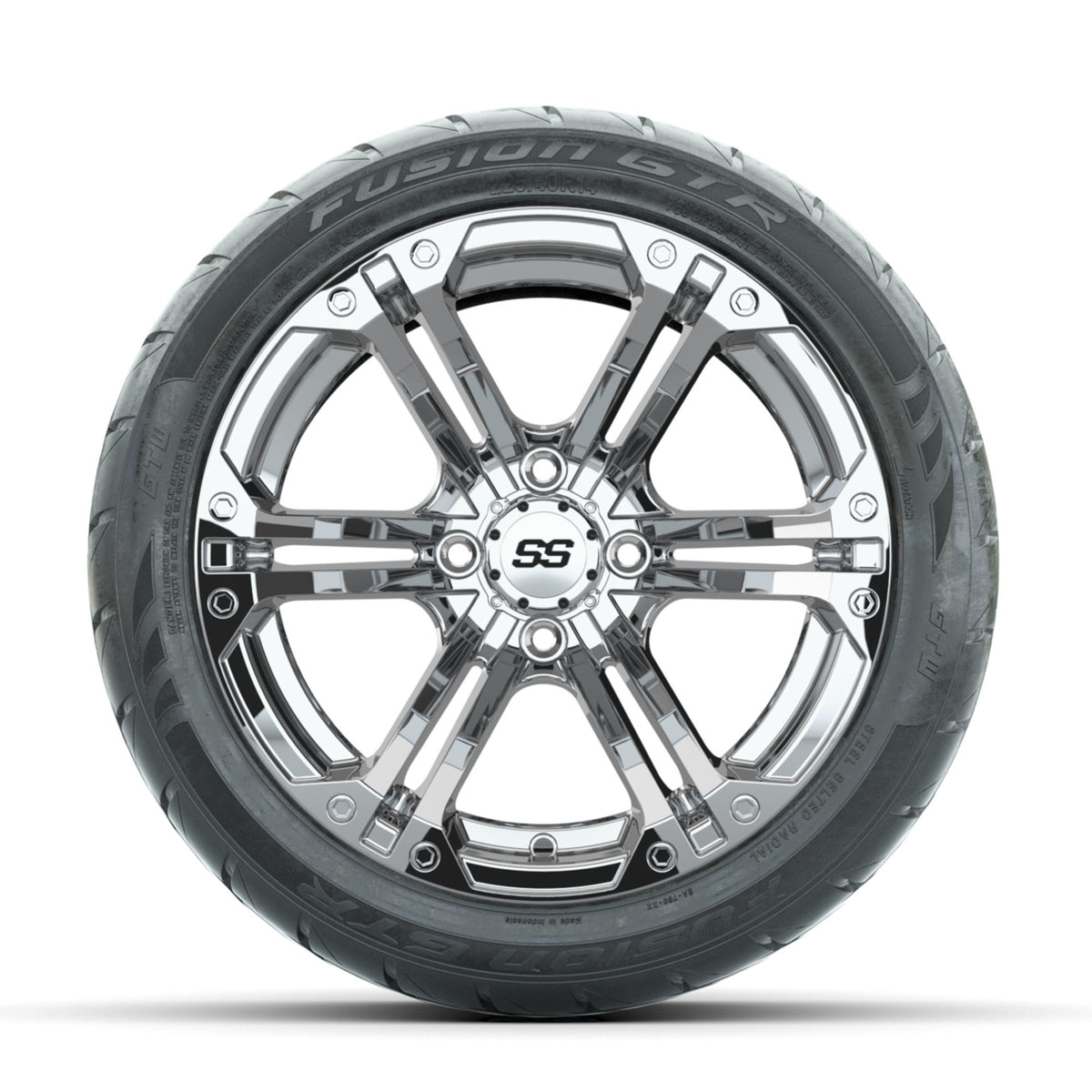 GTW Specter Chrome 14 in Wheels with 225/40-R14 Fusion GTR Street Tires Full Set