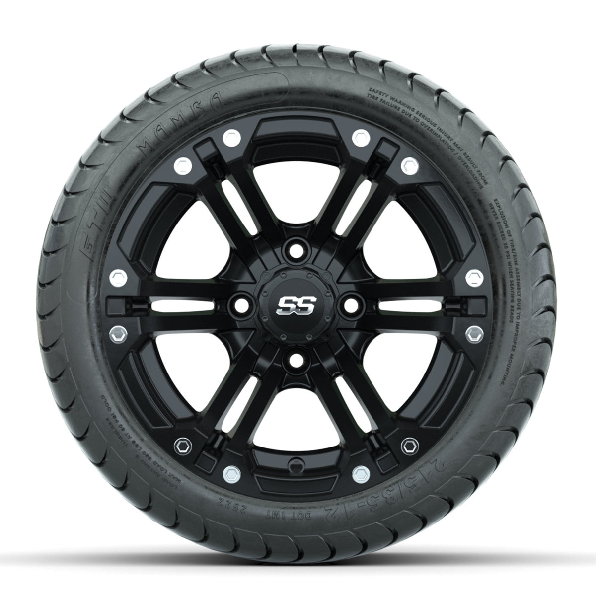 GTW Specter Matte Black 12 in Wheels with 215/35-12 Mamba Street Tires Full Set