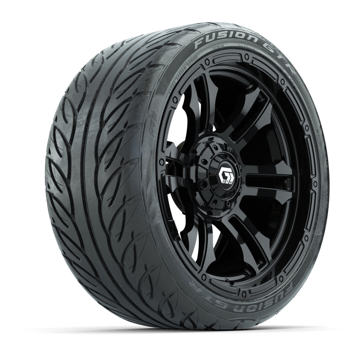 GTW® Shogun Gloss Black 15 inch Wheels with 215/40-R15 Fusion GTR Steel Belted Street Tires Full Set