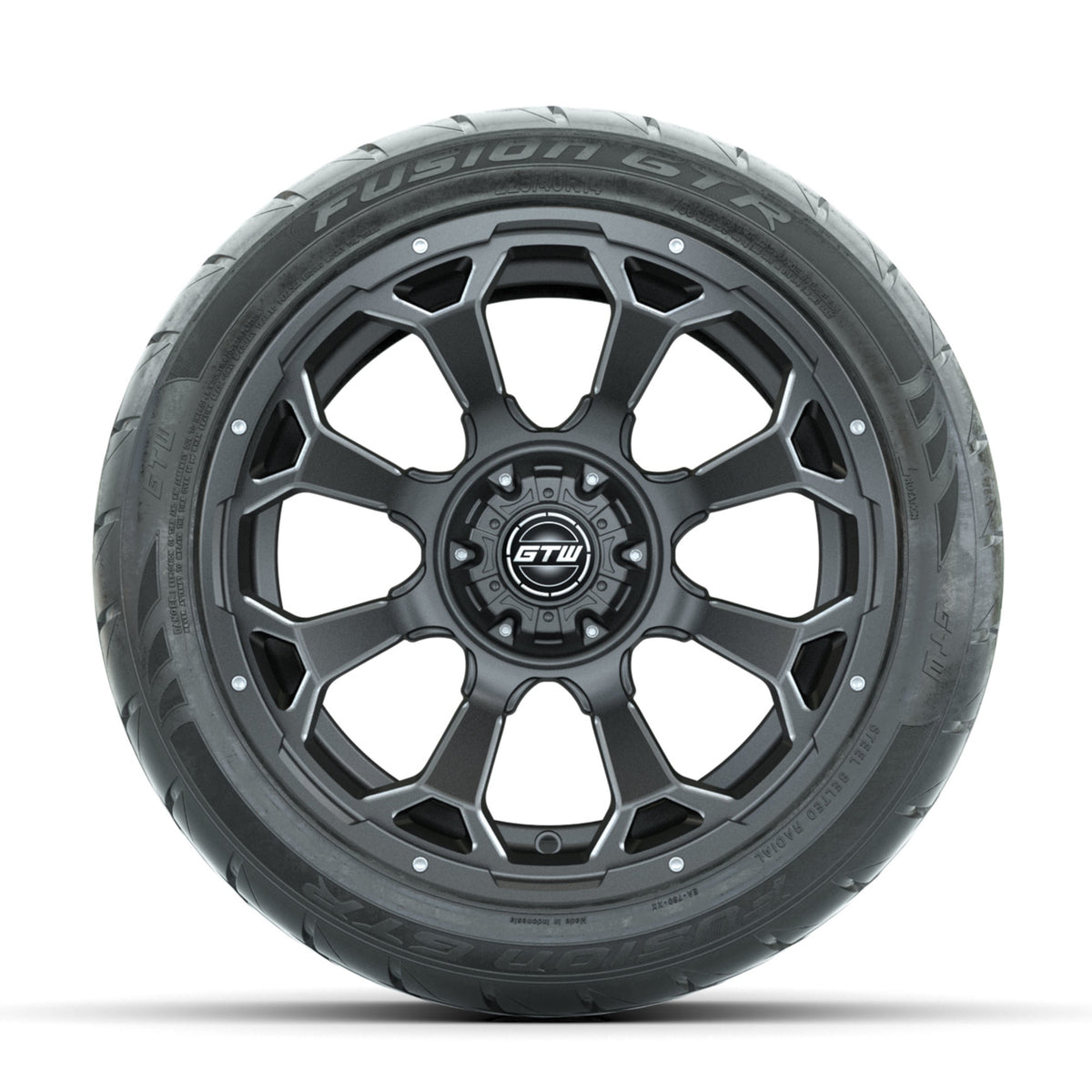 GTW Raven Off-Road Matte Grey 14 in Wheels with 225/40-R14 Fusion GTR Street Tires Full Set