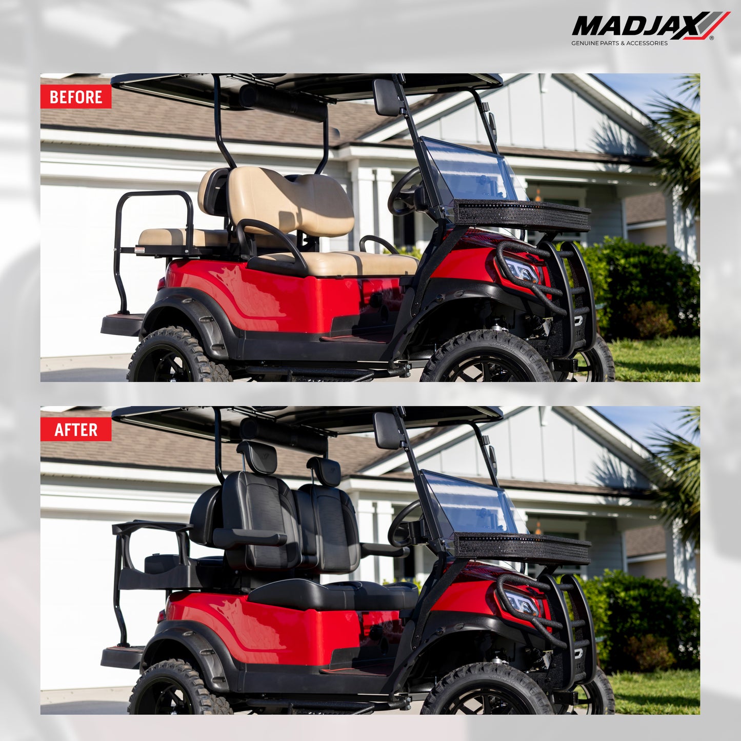 MadJax Smoke Commander Front Seat Cushions | Club Car Precedent, Tempo & Onward