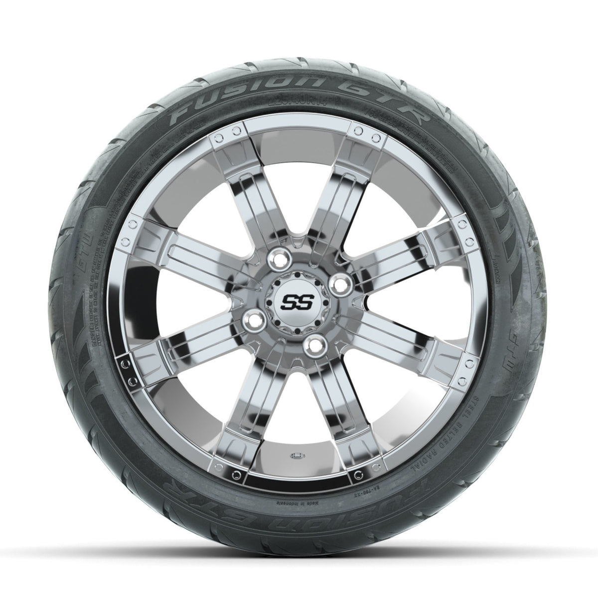GTW Tempest Chrome 14 in Wheels with 225/40-R14 Fusion GTR Street Tires Full Set
