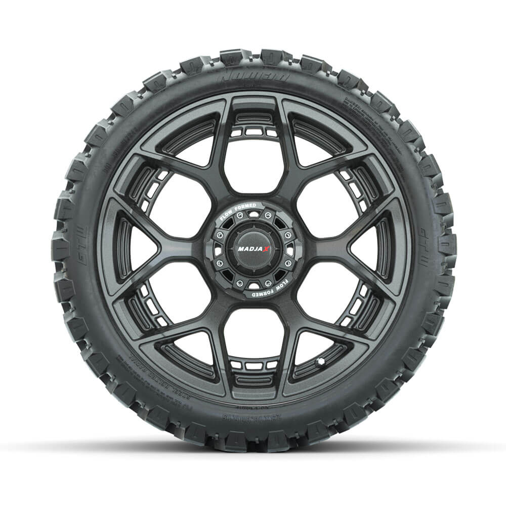 Set of (4) 15 MadJax Flow Form Evolution Gunmetal Wheels with GTW Nomad Off Road Tires
