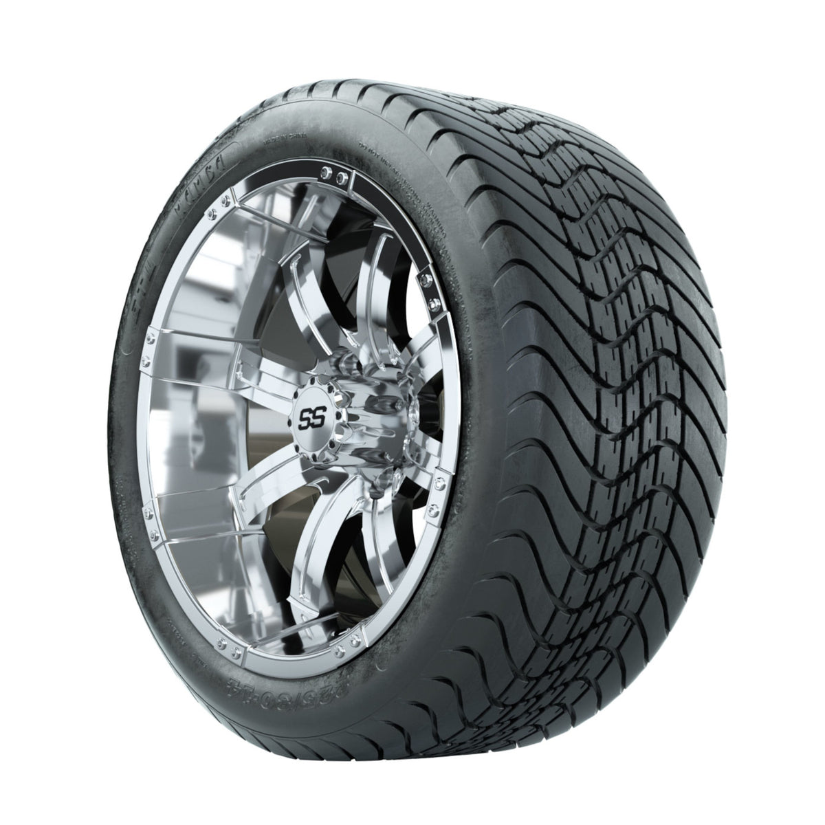 14" GTW Tempest Chrome Wheels with Mamba Street Tires Set of 4