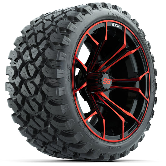 GTW Spyder Red/Black 15 inch Wheels with 23x10-R15 Nomad All-Terrain Tires Full Set