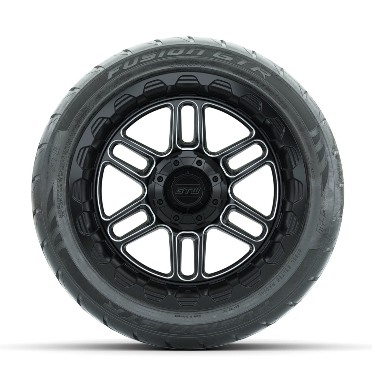 GTW Titan Machined/Black 14 in Wheels with 225/40-R14 Fusion GTR Street Tires Full Set