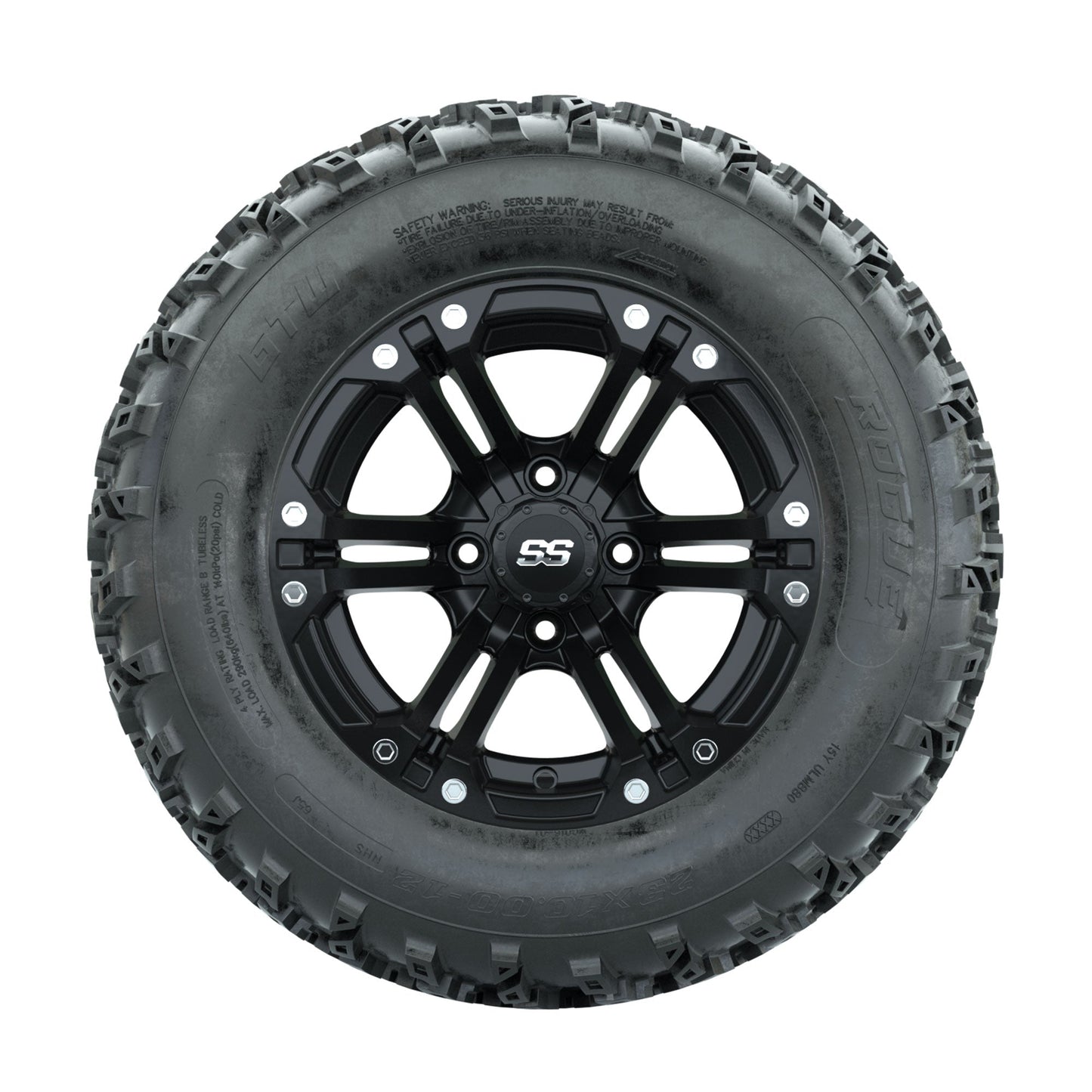 GTW Specter Matte Black 12 in Wheels with 23x10.00-12 Rogue All Terrain Tires Full Set