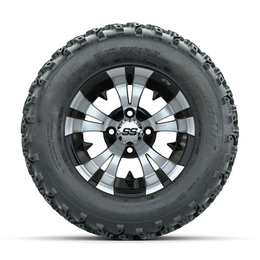 GTW Vampire Machined/Black 12 in Wheels with 23x10.00-12 Rogue All Terrain Tires Full Set