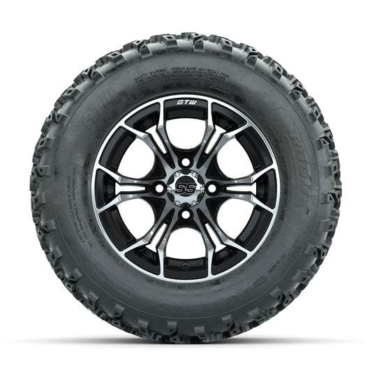GTW Spyder Machined/Black 12 in Wheels with 23x10.00-12 Rogue All Terrain Tires Full Set