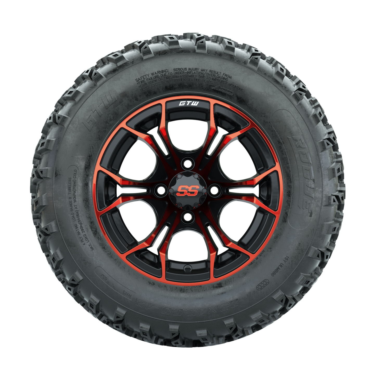 GTW Spyder Red/Black 12 in Wheels with 23x10.00-12 Rogue All Terrain Tires Full Set