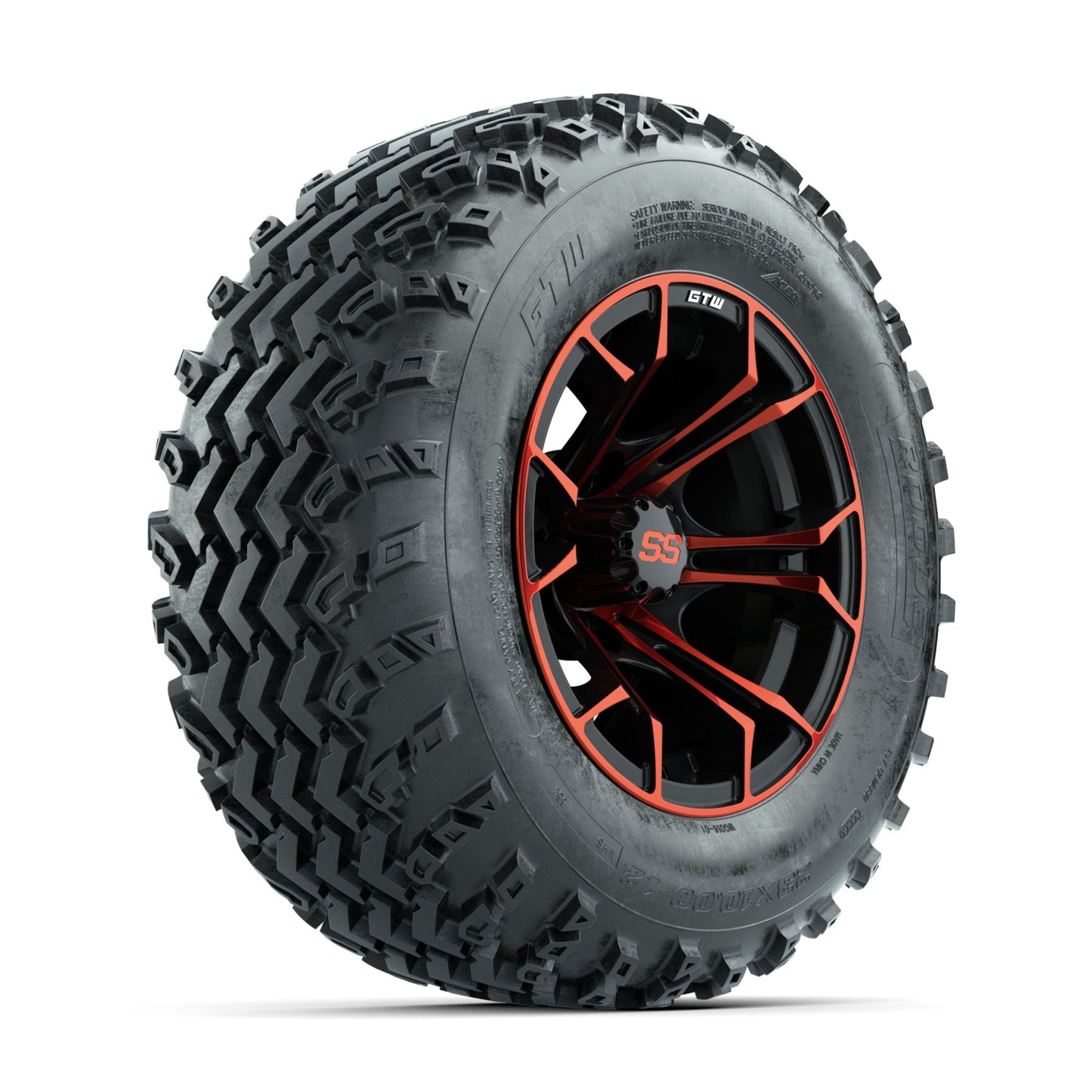 GTW Spyder Red/Black 12 in Wheels with 23x10.00-12 Rogue All Terrain Tires Full Set