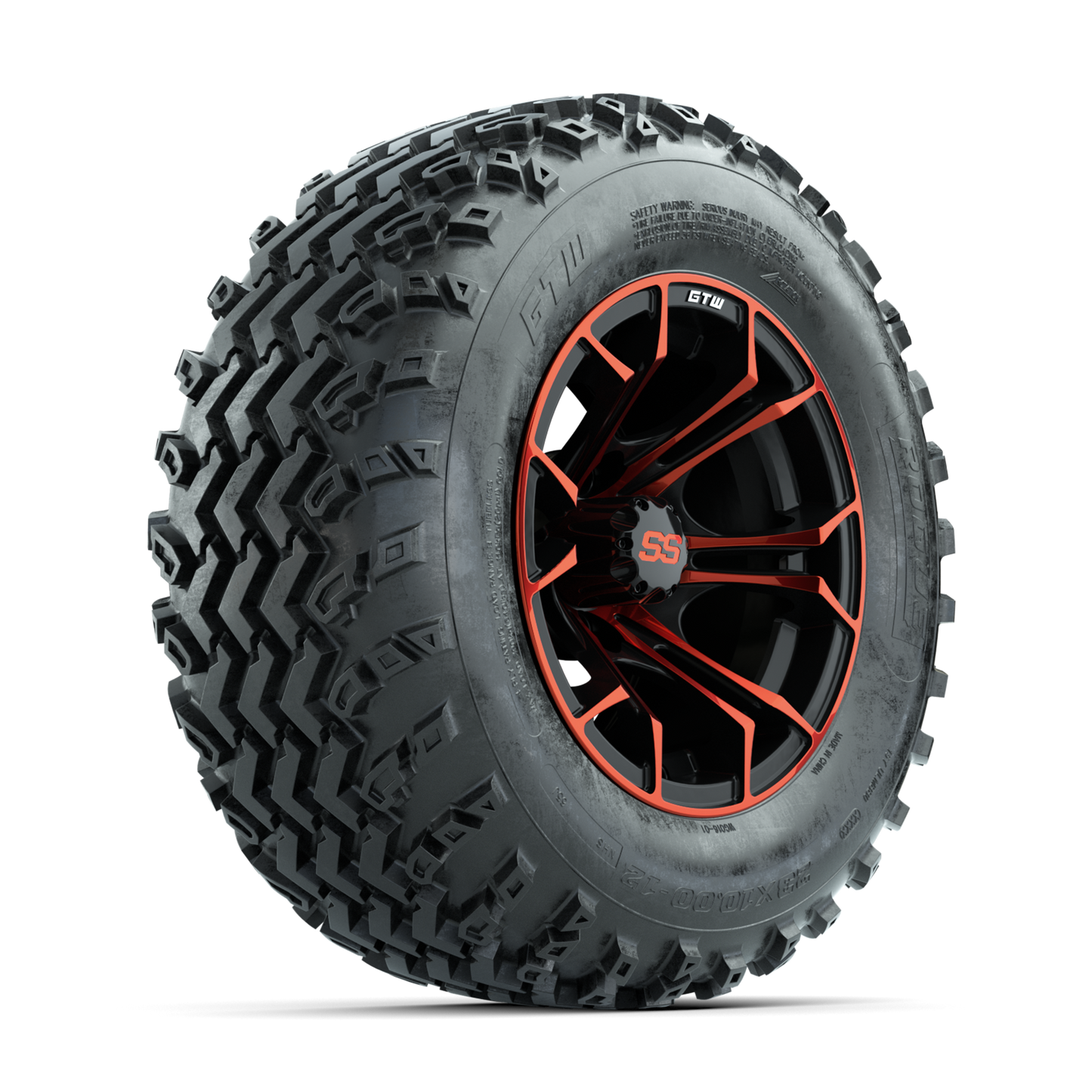 GTW Spyder Red/Black 12 in Wheels with 23x10.00-12 Rogue All Terrain Tires Full Set