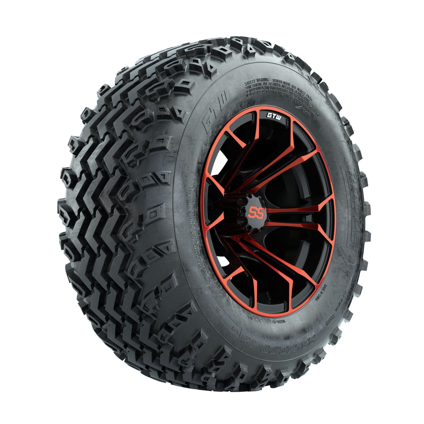 GTW Spyder Red/Black 12 in Wheels with 23x10.00-12 Rogue All Terrain Tires Full Set