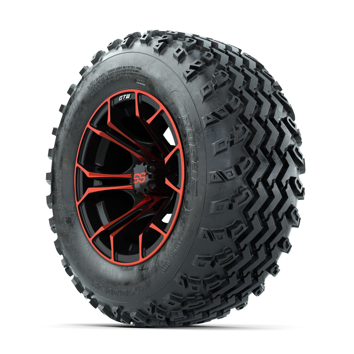 GTW Spyder Red/Black 12 in Wheels with 23x10.00-12 Rogue All Terrain Tires Full Set