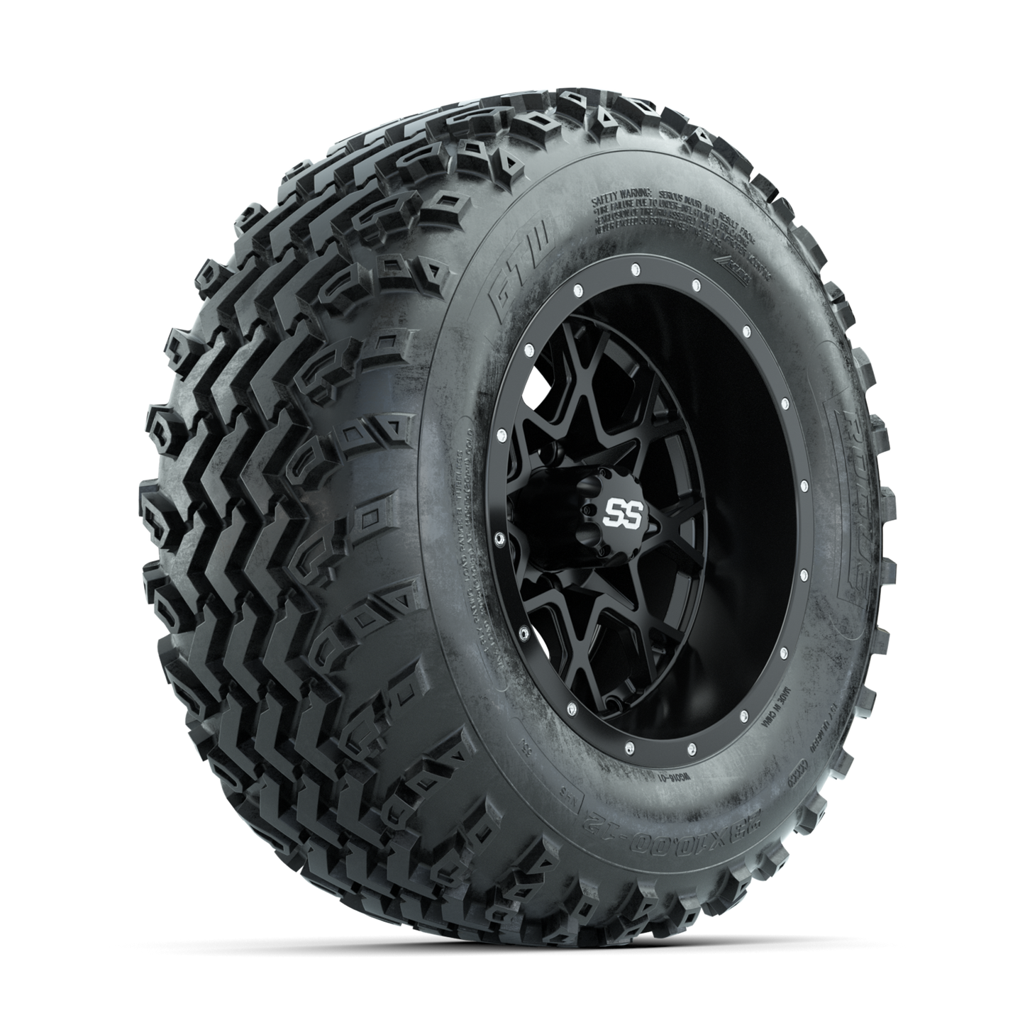 GTW Vortex Matte Black 12 in Wheels with 23x10.00-12 Rogue All Terrain Tires Full Set