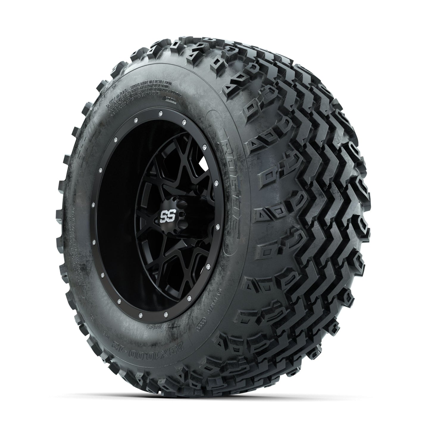 GTW Vortex Matte Black 12 in Wheels with 23x10.00-12 Rogue All Terrain Tires Full Set