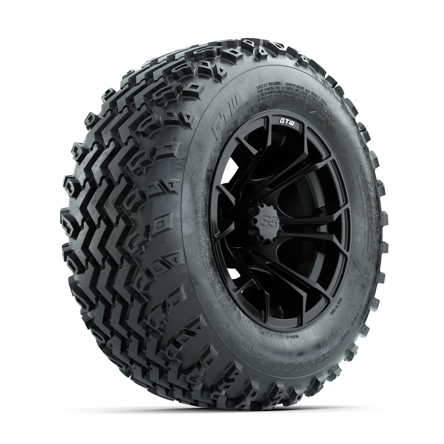 GTW Spyder Matte Black 12 in Wheels with 23x10.00-12 Rogue All Terrain Tires Full Set
