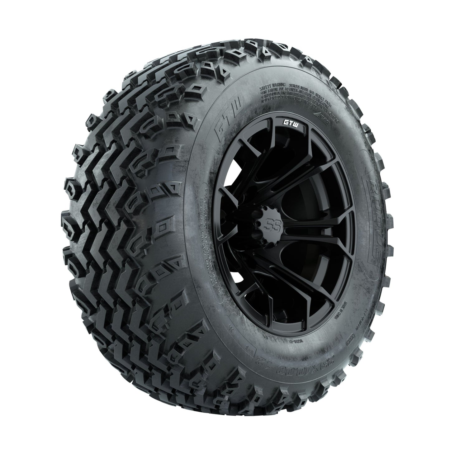 GTW Spyder Matte Black 12 in Wheels with 23x10.00-12 Rogue All Terrain Tires Full Set