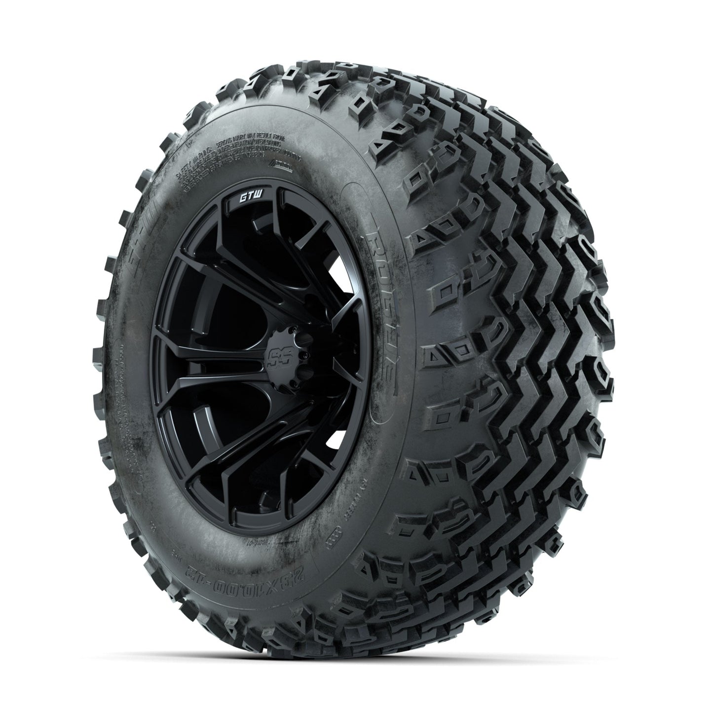 GTW Spyder Matte Black 12 in Wheels with 23x10.00-12 Rogue All Terrain Tires Full Set